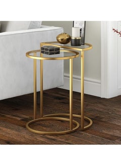 Elegant Gold Brass Nesting Tables – Stylish End & Side Table Set