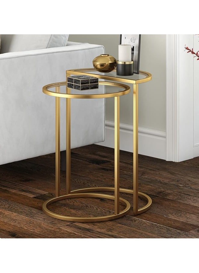 Generic Elegant Gold Brass Nesting Tables – Stylish End & Side Table Set  - Image 1