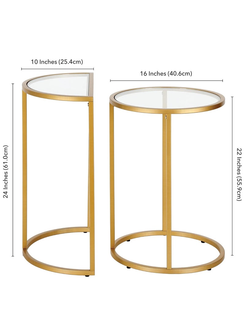 Generic Elegant Gold Brass Nesting Tables – Stylish End & Side Table Set  - Image 2