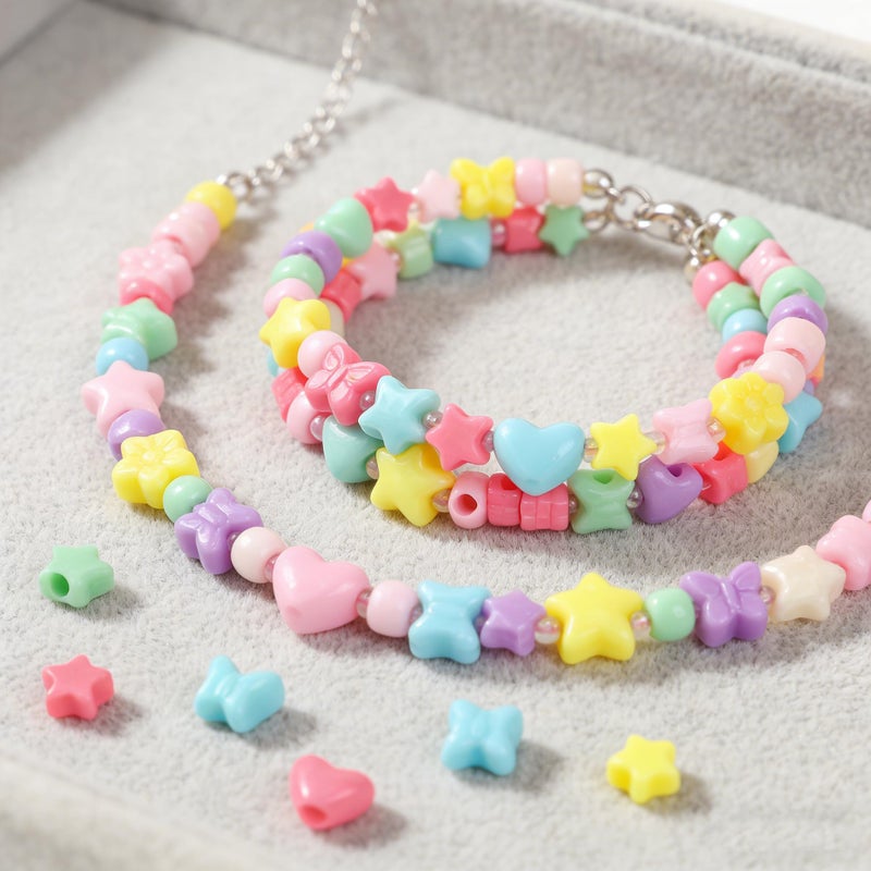 NikkiGuo 1000pcs Pony Beads, 15 Color Kandi Beads for Bracelets Making Kit, Hair Braids Crafts Jewelry Making Crafts Friendship Necklace Earrings DIY (Large Hole Light Color Mixed Color) - Image 4