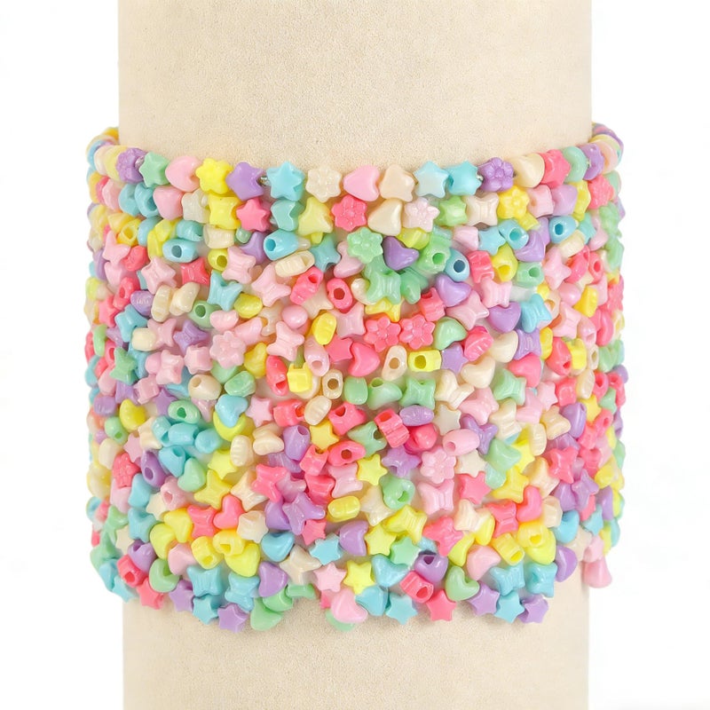 NikkiGuo 1000pcs Pony Beads, 15 Color Kandi Beads for Bracelets Making Kit, Hair Braids Crafts Jewelry Making Crafts Friendship Necklace Earrings DIY (Large Hole Light Color Mixed Color) - Image 3