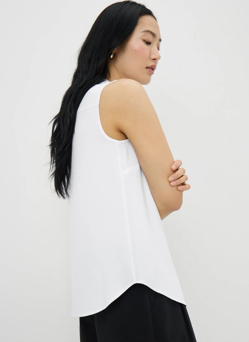 Matalan White White Sleeveless Clipper Shirt for Women | Best Price UAE