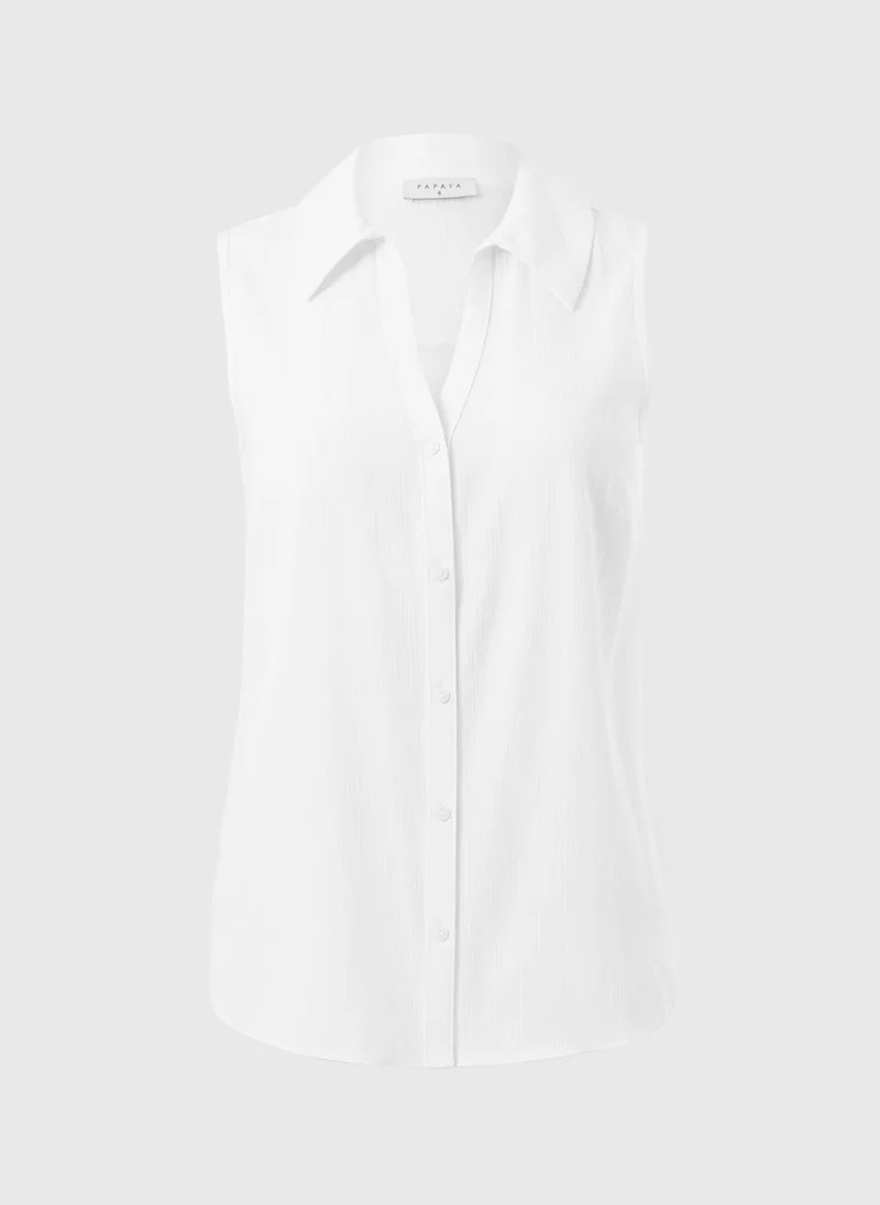 Matalan White White Sleeveless Clipper Shirt for Women | Best Price UAE