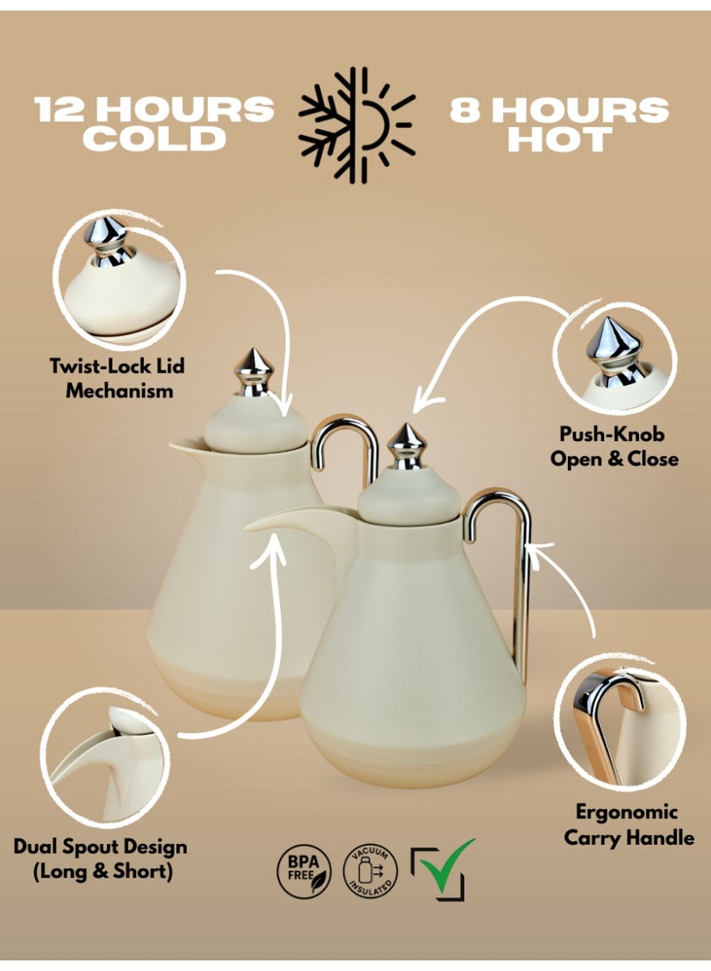 Raz طقم ترمس فاخر للقهوة والشاي العربي | ترمس تقديم معزول حرارياً بجدار مزدوج | طقم فاخر من قطعتين - Image 2