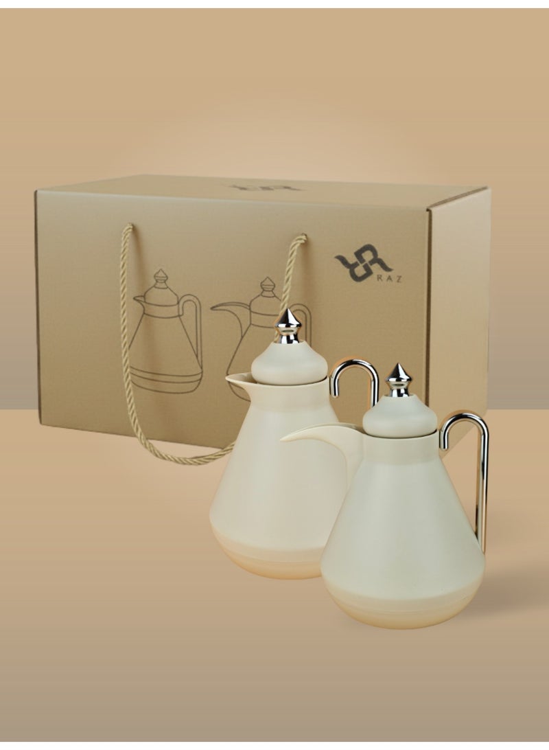 Raz طقم ترمس فاخر للقهوة والشاي العربي | ترمس تقديم معزول حرارياً بجدار مزدوج | طقم فاخر من قطعتين - Image 3