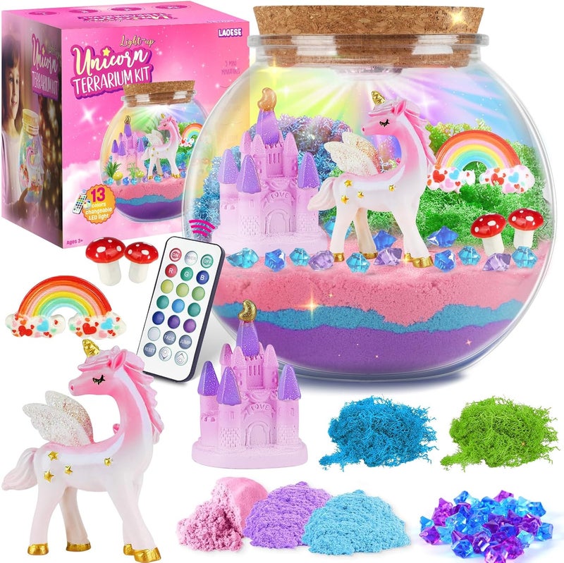 ONE TO FOUR Unicorn Gifts for Girls - Unicorn Terrarium Kit for Kids, Educational Toys for Girls - Birthday Gift for Kid Ages 4 5 6 7 8 12 Years, Arts and Crafts Supplies Set - Image 1