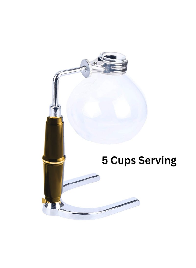 صانعة القهوة ليينغ 5 أكواب بتقنية السيفون (سايفون) مع موقد كحول، ملعقة مسحوق قهوة بلاستيكية، قماش فلتر وعصا خشبية (مقبض خشبي) - Image 5