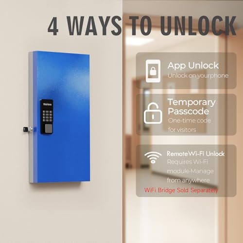 WeHere صندوق قفل مفاتيح 48 مفتاح مثبت على الحائط WeHere، بلوتوث/OTP/واي فاي عن بُعد/رمز ثابت/فتح بالمفتاح، خزانة مفاتيح ذكية، حافظة تنظيم المفاتيح، دليل إدارة المفاتيح للشقق، الفنادق، المكاتب، المنازل - Image 4