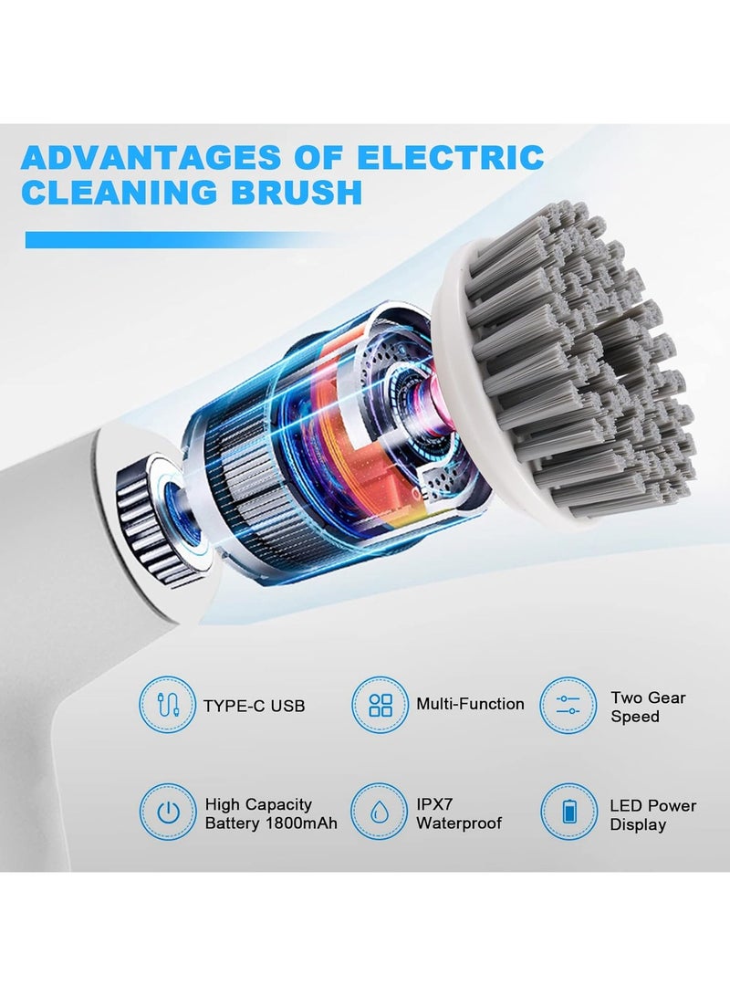 Electric Spin Scrubber Cordless, Portable Multifunctional Power Cleaning Scrubber Brush for Bathroom Kitchen, Electric Handheld Cleaning Brush Tools, Tub Window Dish Carpet Shower Cleaner Scrubber - Image 5