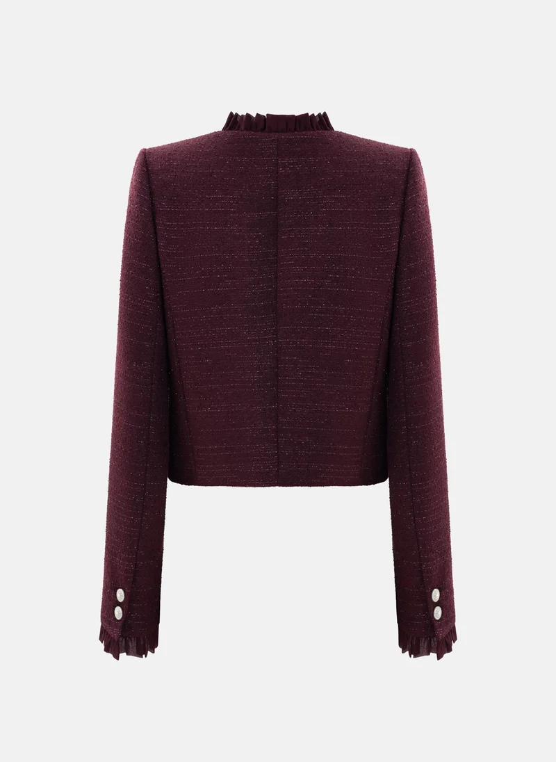 Lichi  Single-breasted tweed jacket with ruffles for Women | Best Price UAE