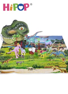 Dinosaur Toys With Dinosaur Figures, Activity Play Mat & Trees For Creating A Dino World Including Pterosaurs, Triceratops, Dinosaur Head Storge Design, Perfect Dinosaur Playset