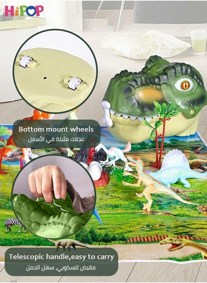 HIPOP - Dinosaur Toys With Dinosaur Figures, Activity Play Mat & Trees For Creating A Dino World Including Pterosaurs, Triceratops, Dinosaur Head Storge Design, Perfect Dinosaur Playset - Image 1