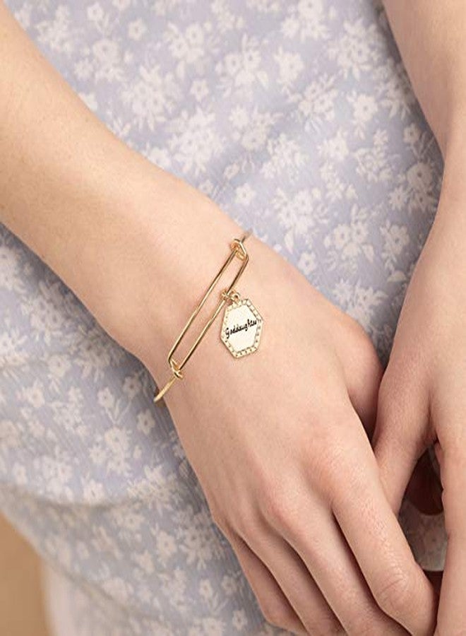 Alex and Ani Because I Love You Goddaughter Expandable Wire Bangle Bracelet for Women, There's No One Else Like Her Charm, Shiny Antique Gold Finish - Image 4