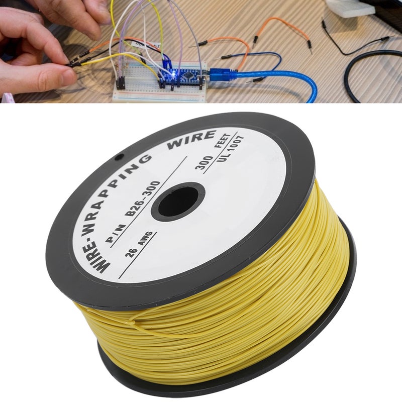 أسلك كهربائي أصفر أسلك توصيل من النحاس المقشور طول 100 متر UL1007 26AWG - Image 2