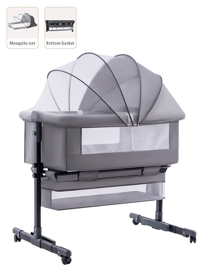 LO.BABY.VE - 3 in 1 Portable Foldable Baby Travel Bed with Adjustable Height, Breathable Mesh and Mattress-grey - Image 1