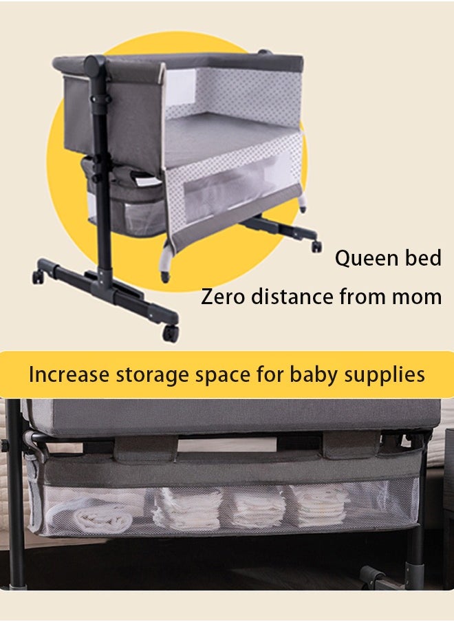 LO.BABY.VE - 3 in 1 Portable Foldable Baby Travel Bed with Adjustable Height, Breathable Mesh and Mattress-grey - Image 1