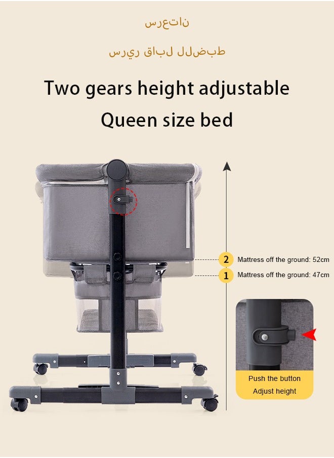 LO.BABY.VE - 3 in 1 Portable Foldable Baby Travel Bed with Adjustable Height, Breathable Mesh and Mattress-grey - Image 1