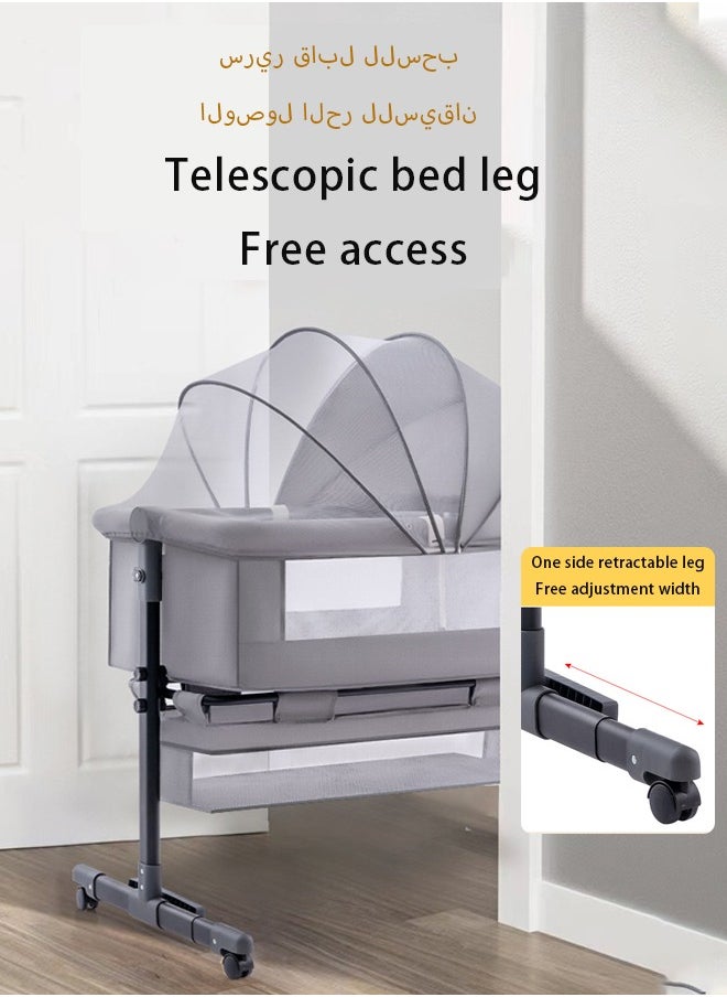 LO.BABY.VE - 3 in 1 Portable Foldable Baby Travel Bed with Adjustable Height, Breathable Mesh and Mattress-grey - Image 1