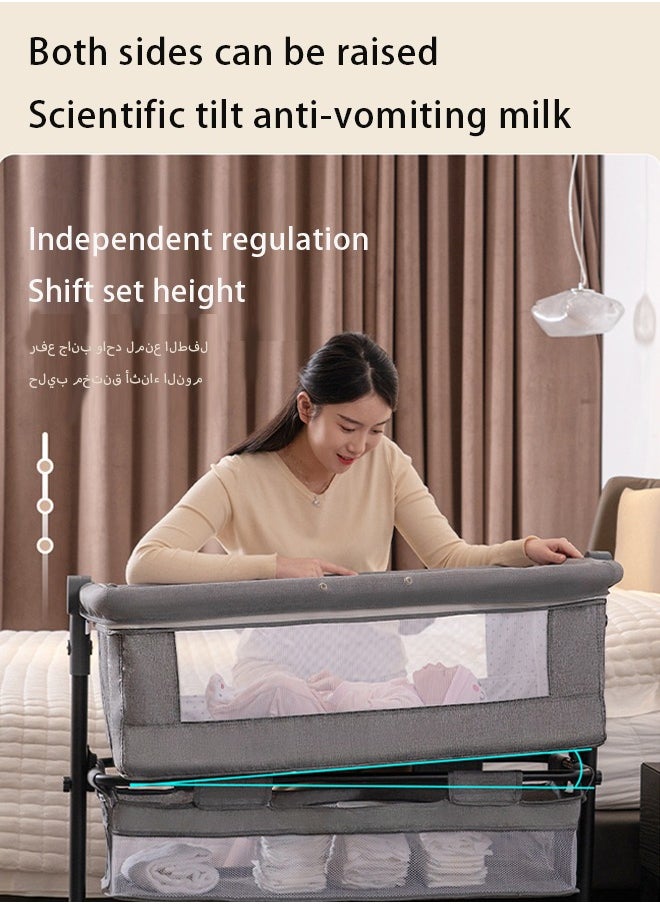 LO.BABY.VE - 3 in 1 Portable Foldable Baby Travel Bed with Adjustable Height, Breathable Mesh and Mattress-grey - Image 1