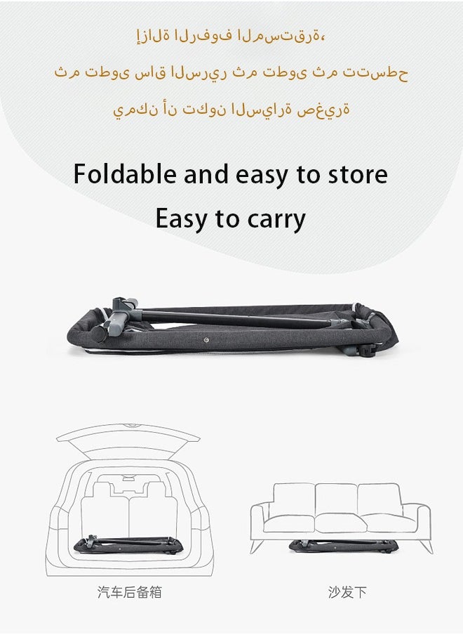LO.BABY.VE - 3 in 1 Portable Foldable Baby Travel Bed with Adjustable Height, Breathable Mesh and Mattress-grey - Image 1