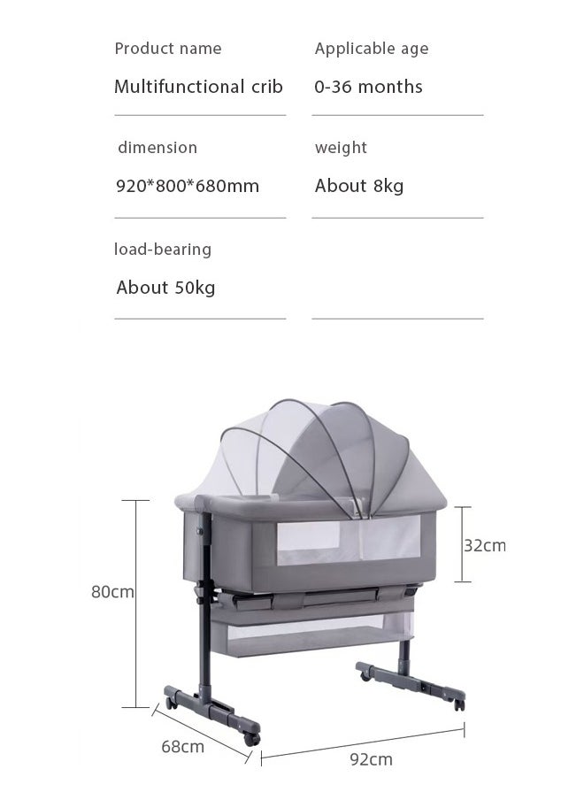 LO.BABY.VE - 3 in 1 Portable Foldable Baby Travel Bed with Adjustable Height, Breathable Mesh and Mattress-grey - Image 1
