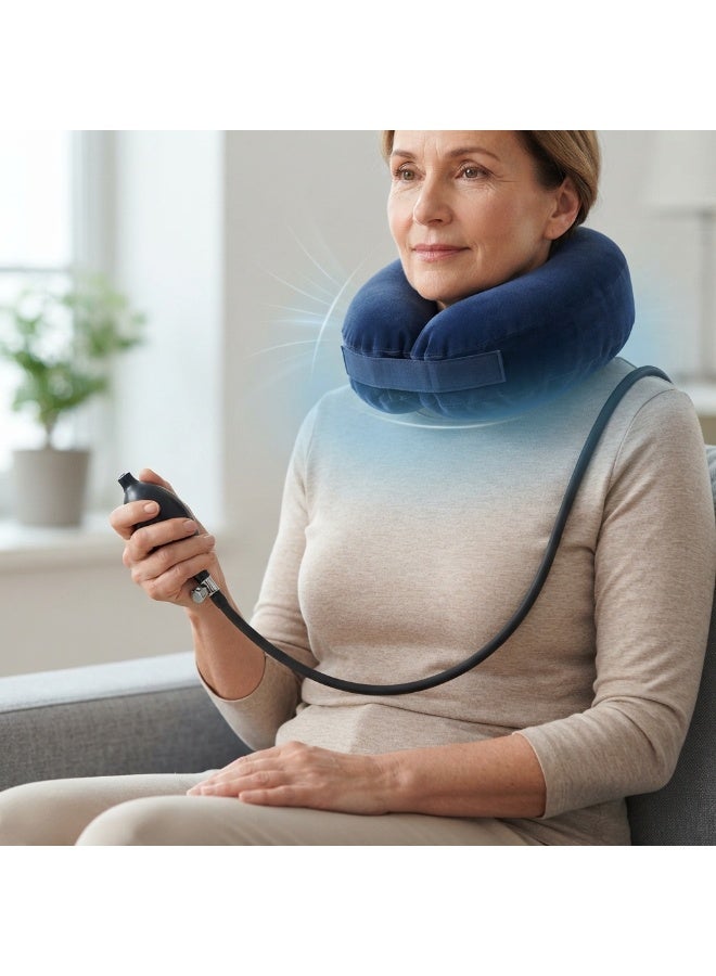 يوويل Neck Tractor B1 Inflatable Cervical Neck Traction Collar, Single Chamber Adjustable Air Support, Lightweight Velvet Neck Brace for Neck Alignment, Travel and Daily Use - Image 3