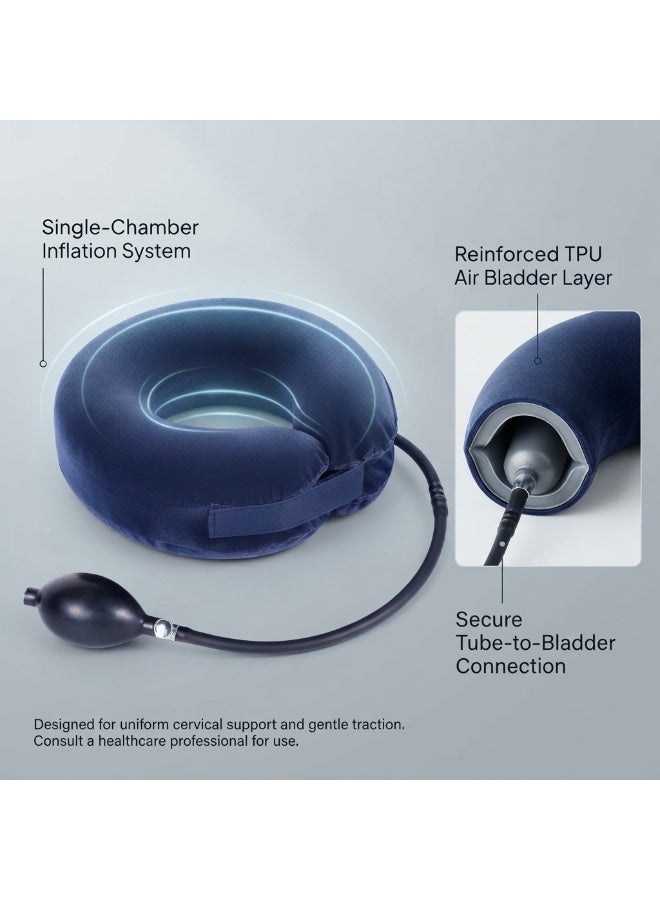 يوويل Neck Tractor B1 Inflatable Cervical Neck Traction Collar, Single Chamber Adjustable Air Support, Lightweight Velvet Neck Brace for Neck Alignment, Travel and Daily Use - Image 2