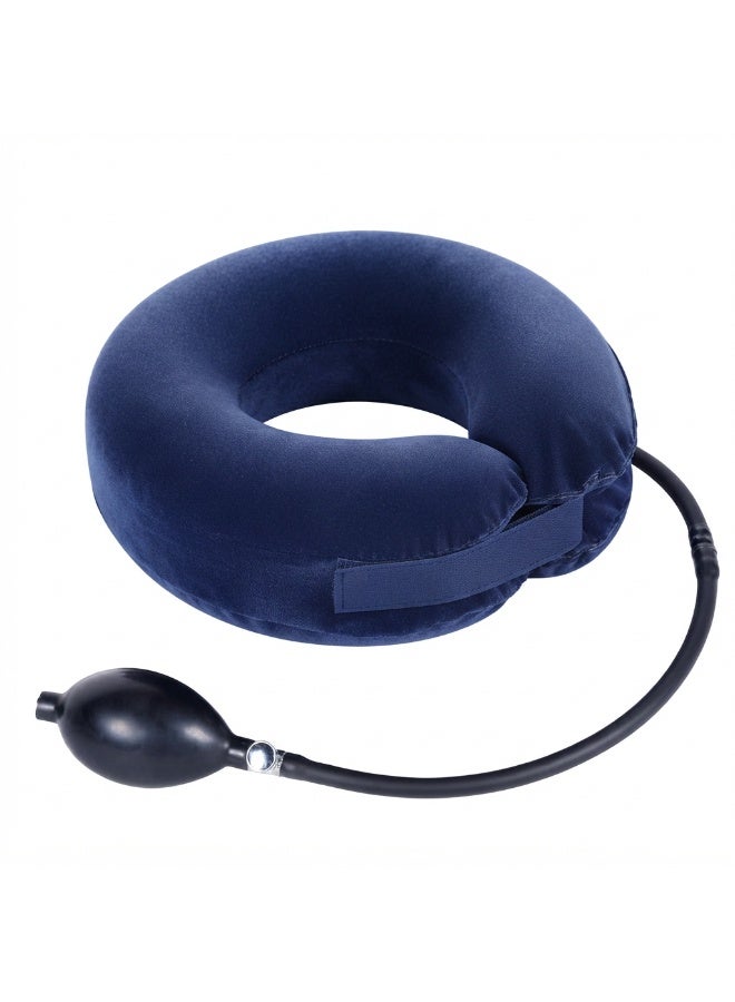 يوويل Neck Tractor B1 Inflatable Cervical Neck Traction Collar, Single Chamber Adjustable Air Support, Lightweight Velvet Neck Brace for Neck Alignment, Travel and Daily Use - Image 1