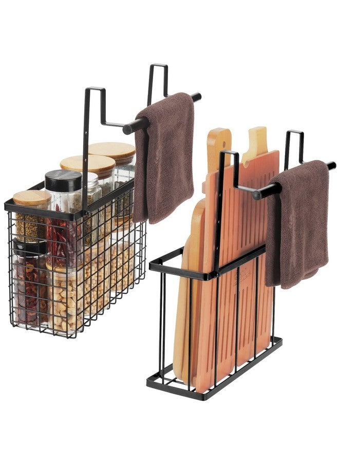 YMCCOOL 2 Pack Cabinet Door Organizer,Over The Cabinet Door Organizer with Towel Bars,Hang Over Cabinet Door Storage, Kitchen Cabinet Door Organizer for Cutting Board, Baking Sheet, Foil, Plastic Wrap - Image 1
