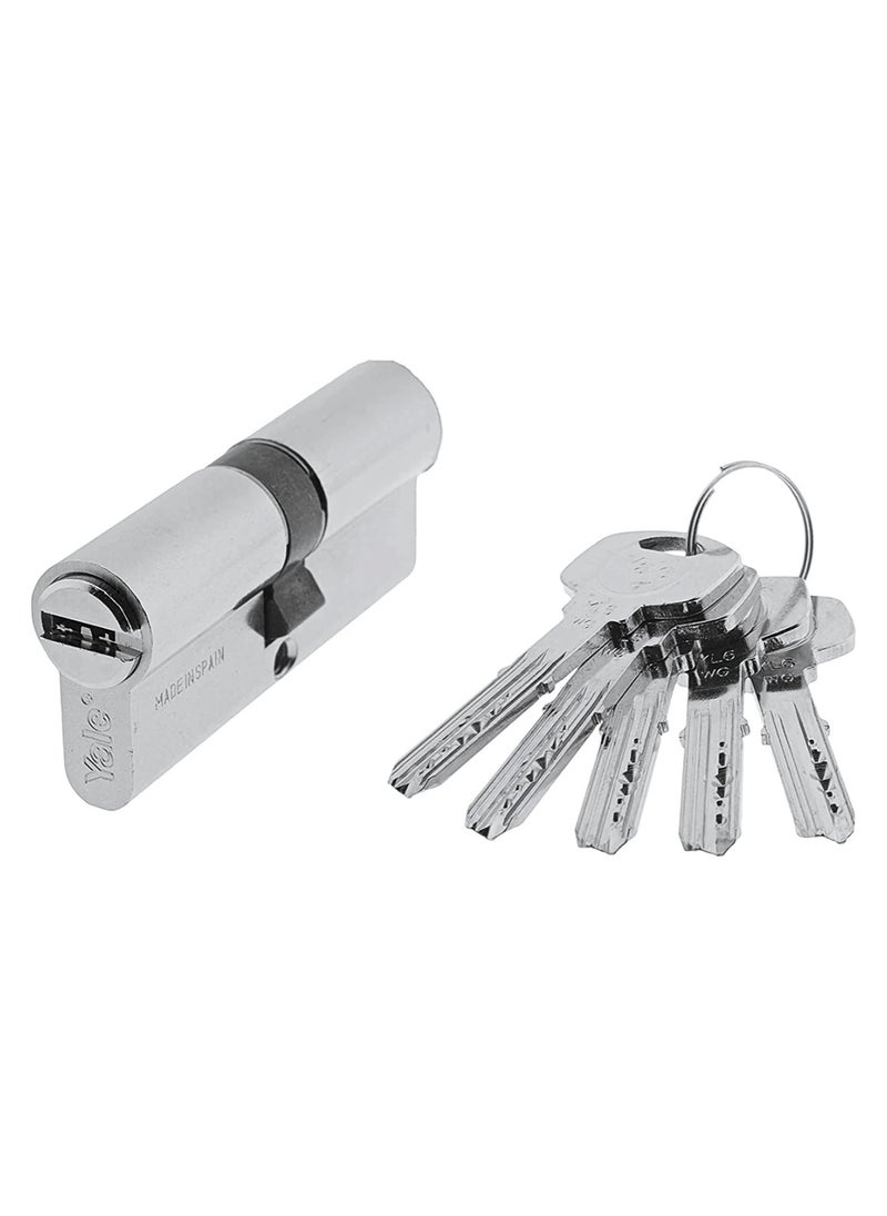 Yale Yale 1000 Series Double Euro Profile Cylinder Lock, 70mm (35mm x 35mm), Key-to-Key,Silver Finish  - Image 2