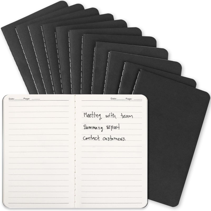 Lzerking Mini Pocket Notebooks Bulk 3.5 x 5.5 Inches 12 Pack Small Note Pads Lined Little Journals for Kids Men Women Writing Note Taking, 30 Sheets/60 Pages(Black Cover) - Image 1