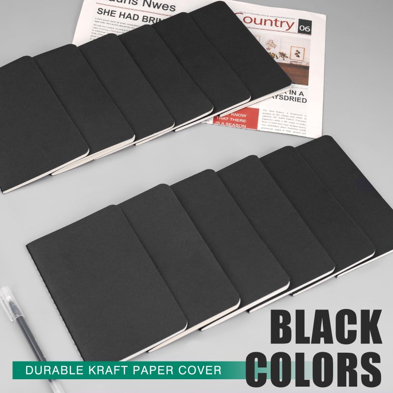 Lzerking Mini Pocket Notebooks Bulk 3.5 x 5.5 Inches 12 Pack Small Note Pads Lined Little Journals for Kids Men Women Writing Note Taking, 30 Sheets/60 Pages(Black Cover) - Image 3