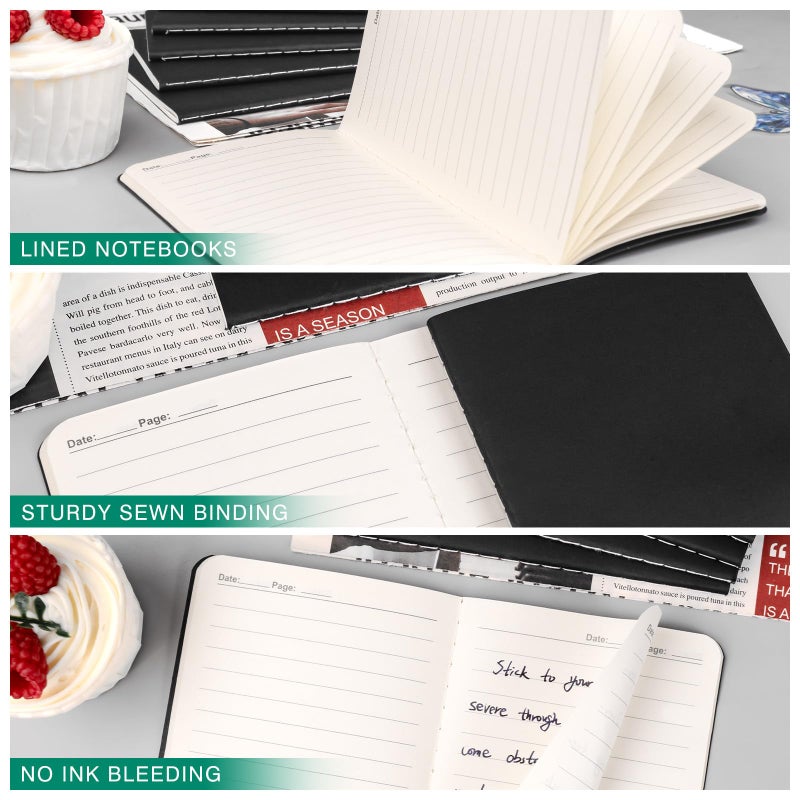 Lzerking Mini Pocket Notebooks Bulk 3.5 x 5.5 Inches 12 Pack Small Note Pads Lined Little Journals for Kids Men Women Writing Note Taking, 30 Sheets/60 Pages(Black Cover) - Image 4