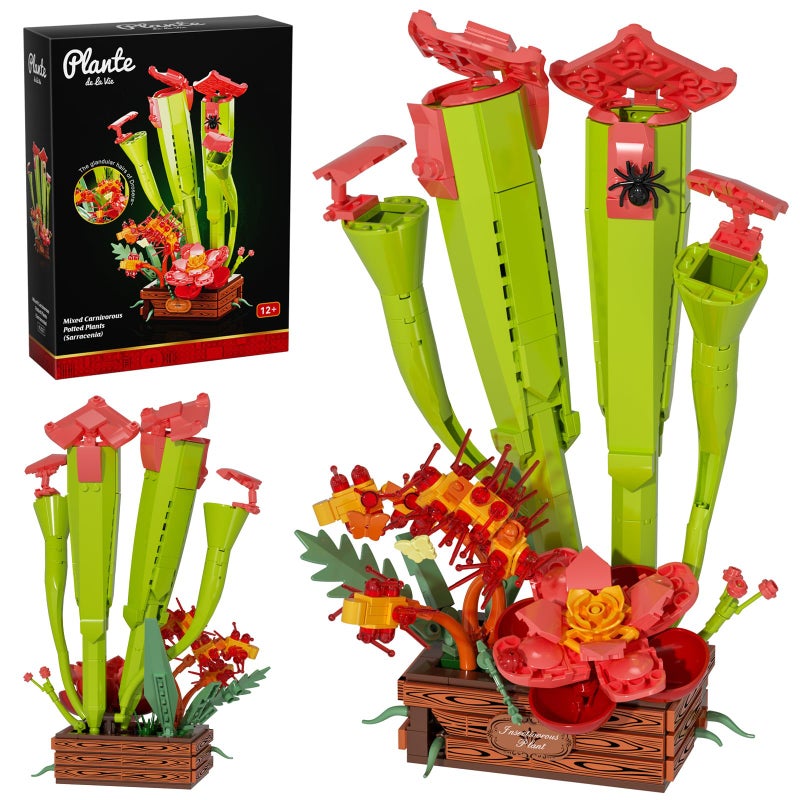 JAKI Carnivorous Plant Bonsai Building Set - Sarracenia Pinguicula Drosera Artificial Plant Model Toy for Desk or Home Decor, Gift Idea for Nature Lovers Adult Kids 12+ - Image 1