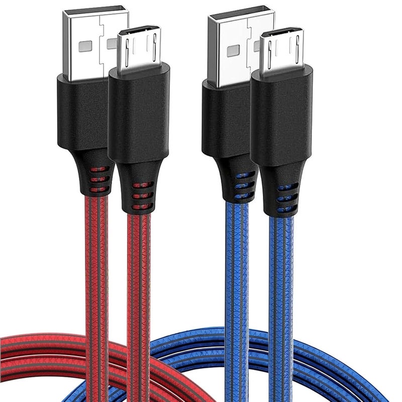 شيتيك كابل SCHITEC من النوع Micro USB، 2 قطع بطول 2 متر/6 أقدام، كابلات شاحن من USB-A إلى Micro مضفرة من PVC، نقل بيانات بسرعة 480 ميجابت/ثانية، فصل تيار 2.4 أمبير لأندرو��د/سامسونج جالاكسي/نوت/إل جي/نيكسوس/كيندل (النوع Micro، لونان، 2 متر) - Image 1