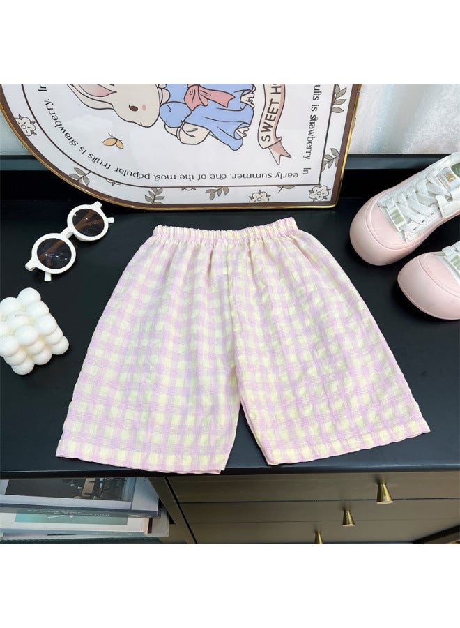 Children's Summer New Plaid Shorts Boys And Girls Thin Pajama Pants Loose Casual Home Shorts Strict Selection Links