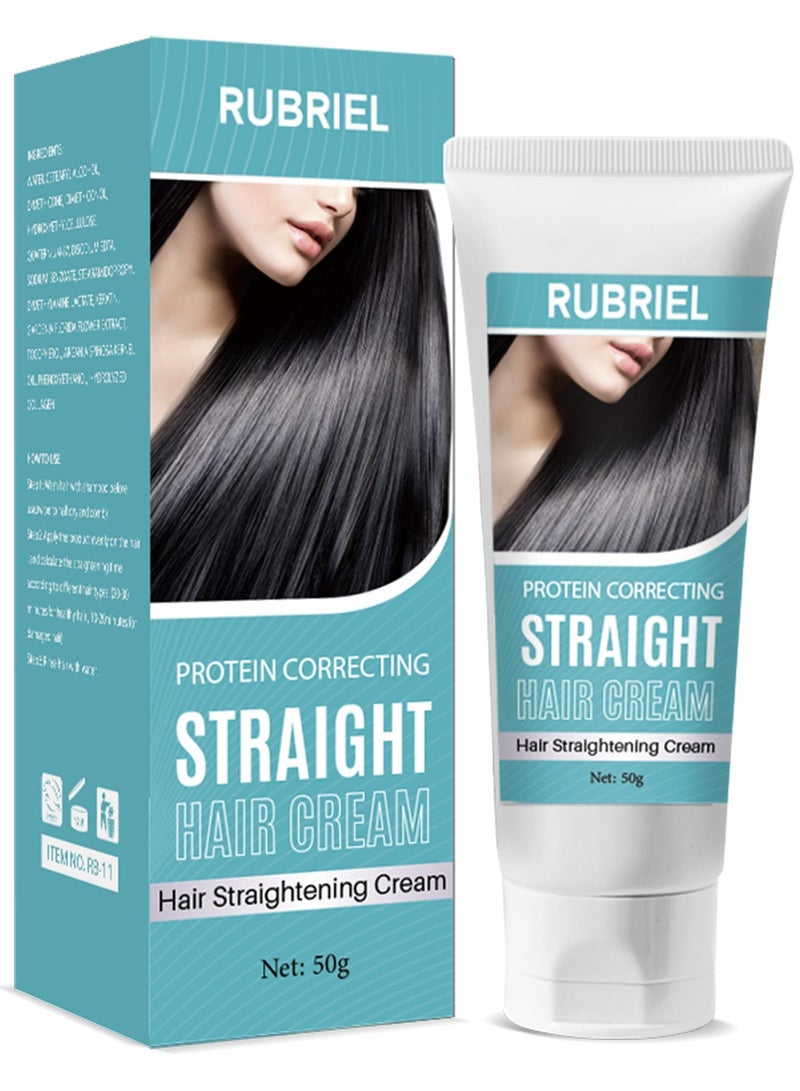 RUBRIEL Gloss Hair Straightening Cream, Protein Correcting, Nourishing Collagen Treatment, Curly Hair Straightening Cream, Natural Ingredients, Suitable for All Hair Types (50ml) - Image 1