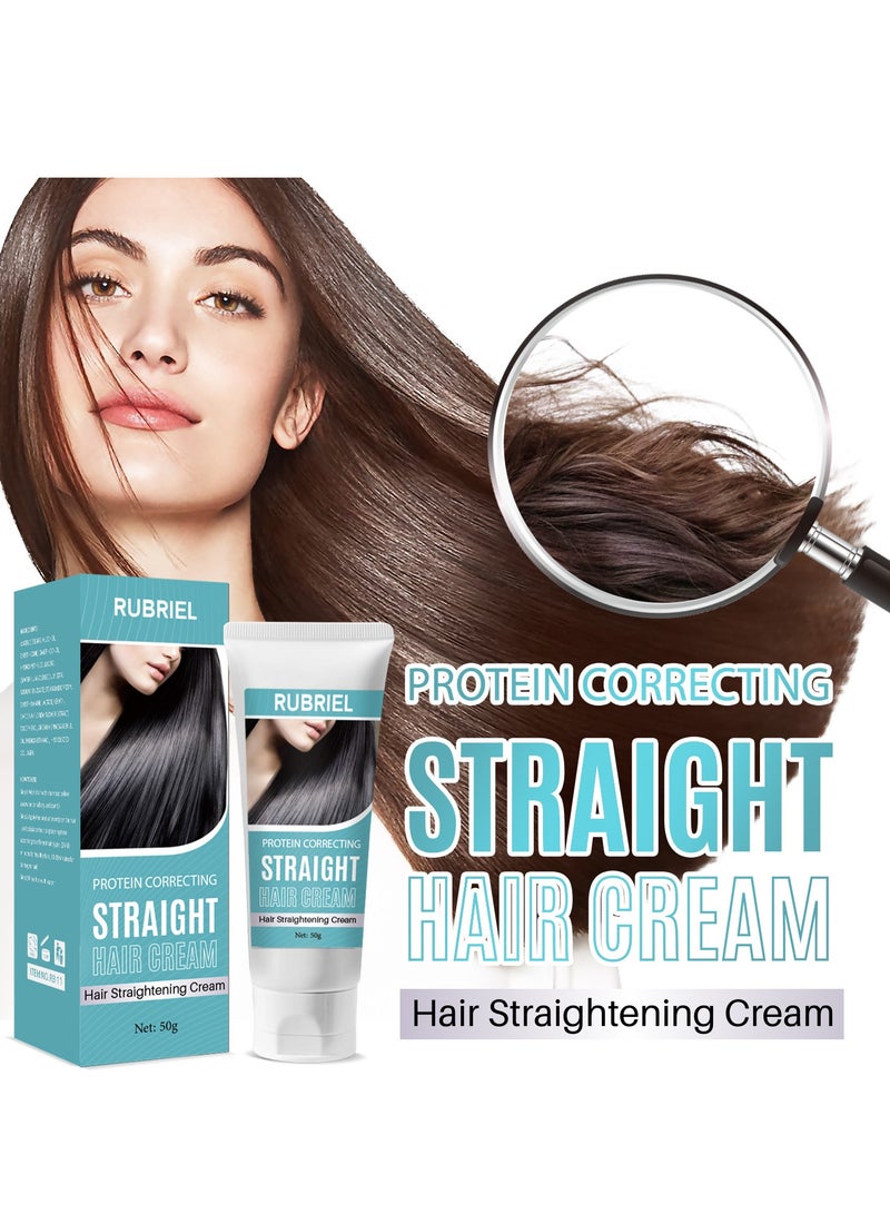 RUBRIEL Gloss Hair Straightening Cream, Protein Correcting, Nourishing Collagen Treatment, Curly Hair Straightening Cream, Natural Ingredients, Suitable for All Hair Types (50ml) - Image 2