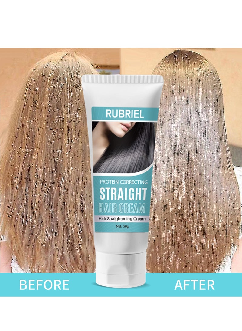 RUBRIEL Gloss Hair Straightening Cream, Protein Correcting, Nourishing Collagen Treatment, Curly Hair Straightening Cream, Natural Ingredients, Suitable for All Hair Types (50ml) - Image 3