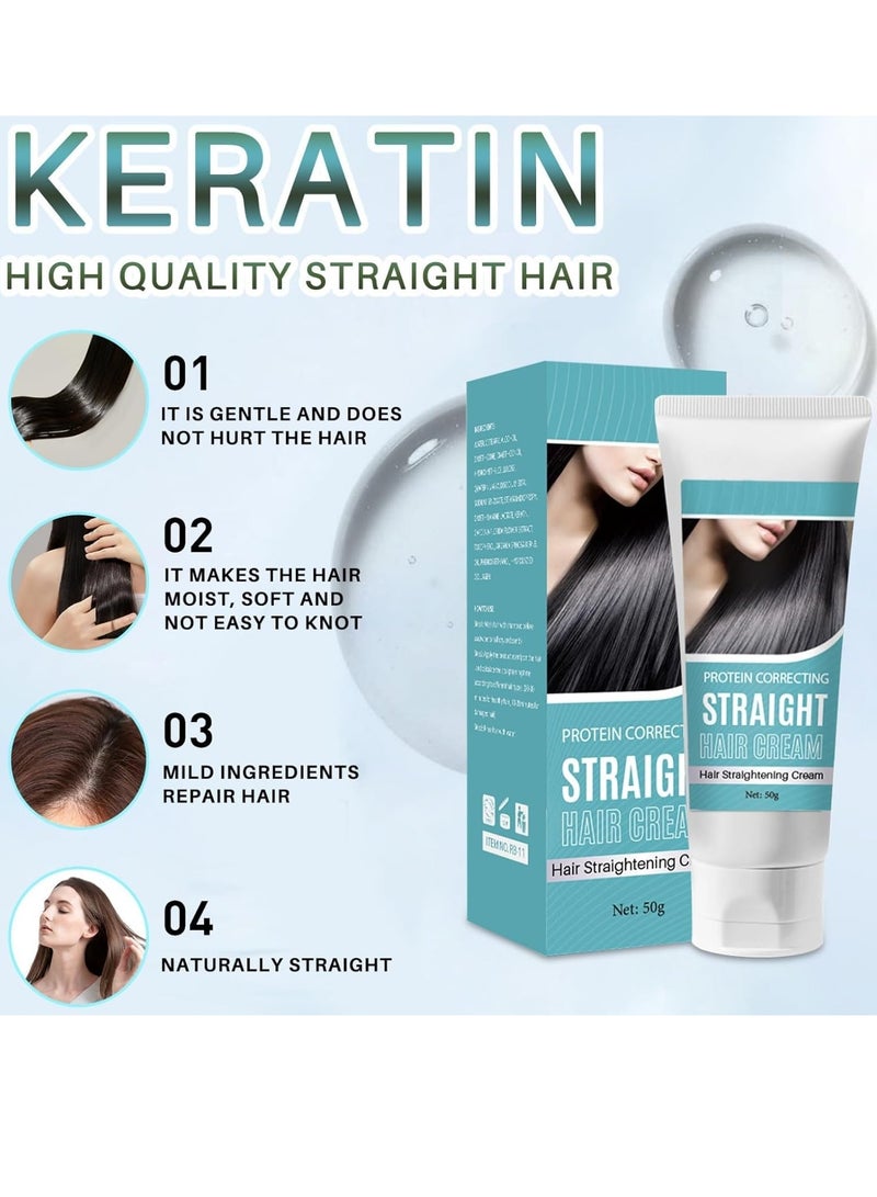 RUBRIEL Gloss Hair Straightening Cream, Protein Correcting, Nourishing Collagen Treatment, Curly Hair Straightening Cream, Natural Ingredients, Suitable for All Hair Types (50ml) - Image 4