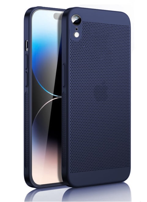 Heat Dissipation Case with Built in Camera Lens Protector Slim Fit Breathable Cooling Anti Fingerprint Hard PC Back ShockproofÂ Cover For Iphone XR (Blue)