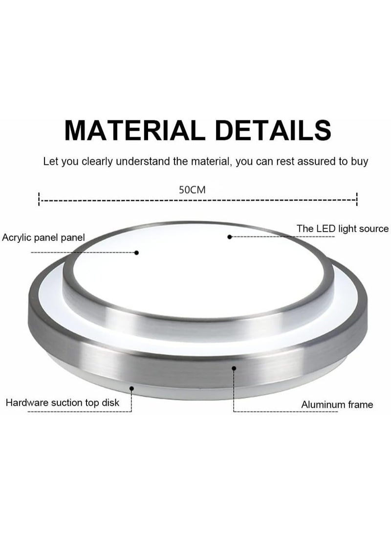 HUA QIANG WANG Flush Mount Double Layer Silver Ceiling Lamp, 3-color Modern Simple LED Ceiling Light for Bedroom Living Room Dining Room - Image 2