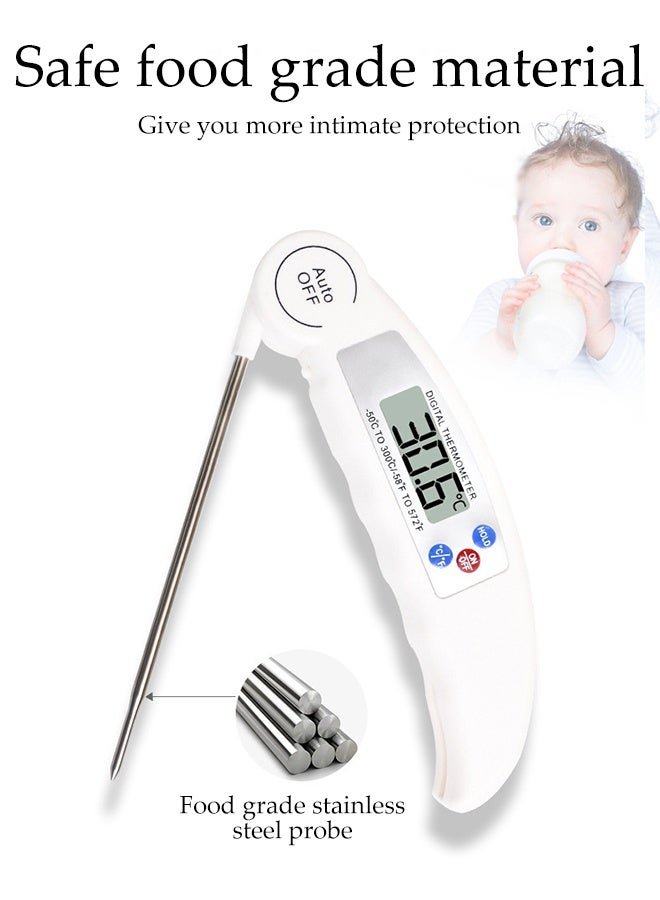 DUNISO Instant Read Foldable Food Thermometer ,Super Accurate Detection ,Portable Food Thermometer for Cooking, BBQ, Baking, Deep Frying(White) - Image 5