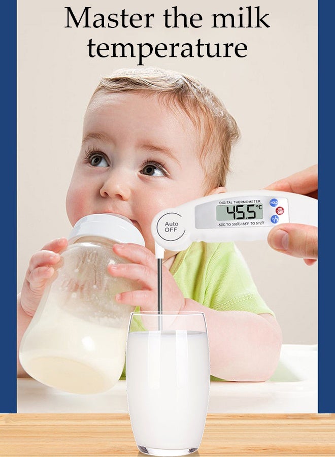 DUNISO Instant Read Foldable Food Thermometer ,Super Accurate Detection ,Portable Food Thermometer for Cooking, BBQ, Baking, Deep Frying(White) - Image 4