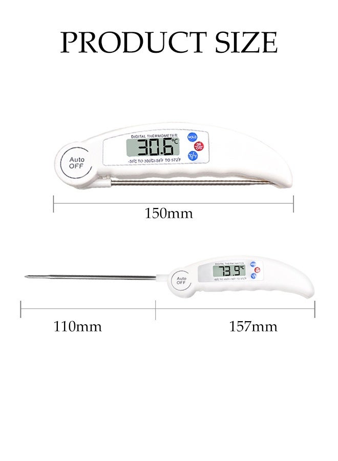 DUNISO Instant Read Foldable Food Thermometer ,Super Accurate Detection ,Portable Food Thermometer for Cooking, BBQ, Baking, Deep Frying(White) - Image 2