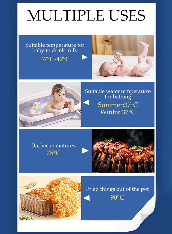 DUNISO Instant Read Foldable Food Thermometer ,Super Accurate Detection ,Portable Food Thermometer for Cooking, BBQ, Baking, Deep Frying(White) - Image 3