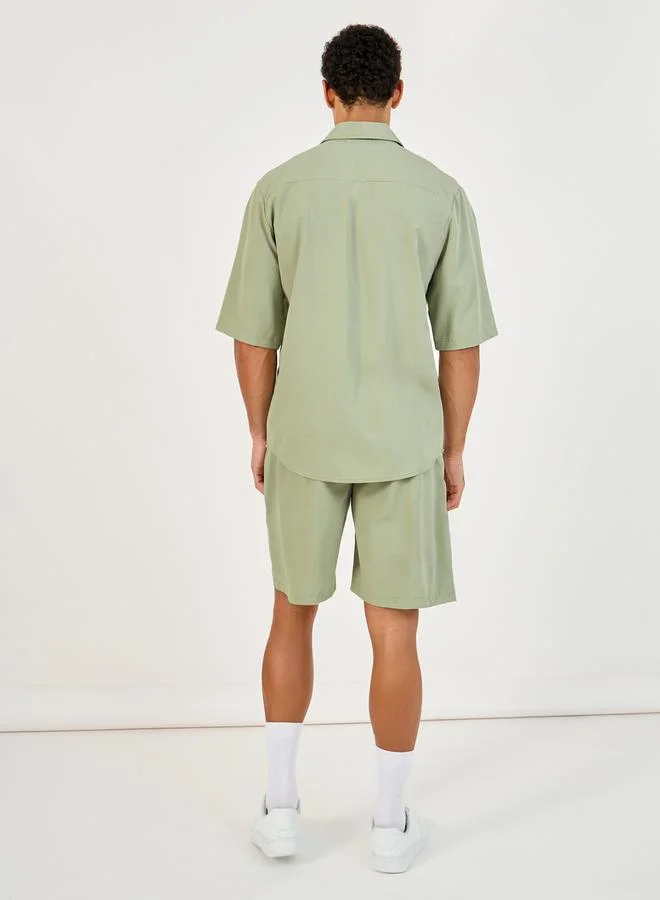 Styli Solid Oversized Short Sleeve Shirt & Shorts Co-Ords