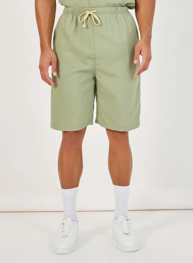 Styli Solid Oversized Short Sleeve Shirt & Shorts Co-Ords
