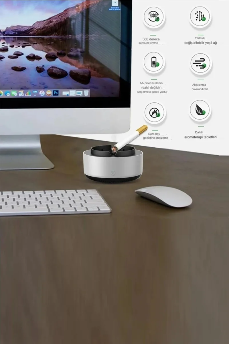 Safestore Smart Odorless Ashtray Smoke Inhaling Ashtray Filtered Air Purifier Auto Home Office
