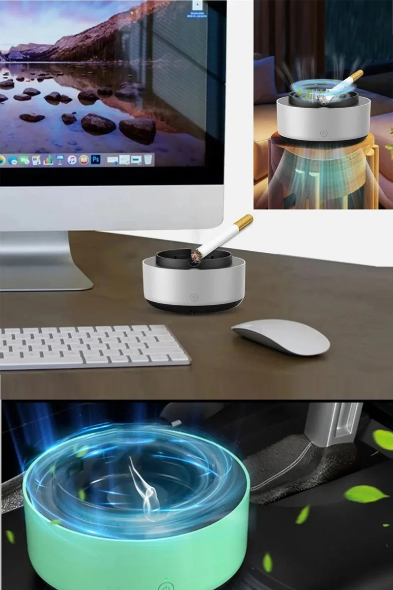 Safestore Smart Odorless Ashtray Smoke Inhaling Ashtray Filtered Air Purifier Auto Home Office